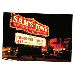 Sams Town Marquee Smokey Joes Prime Rib Vintage Postcard Hotel Casino Gambling
